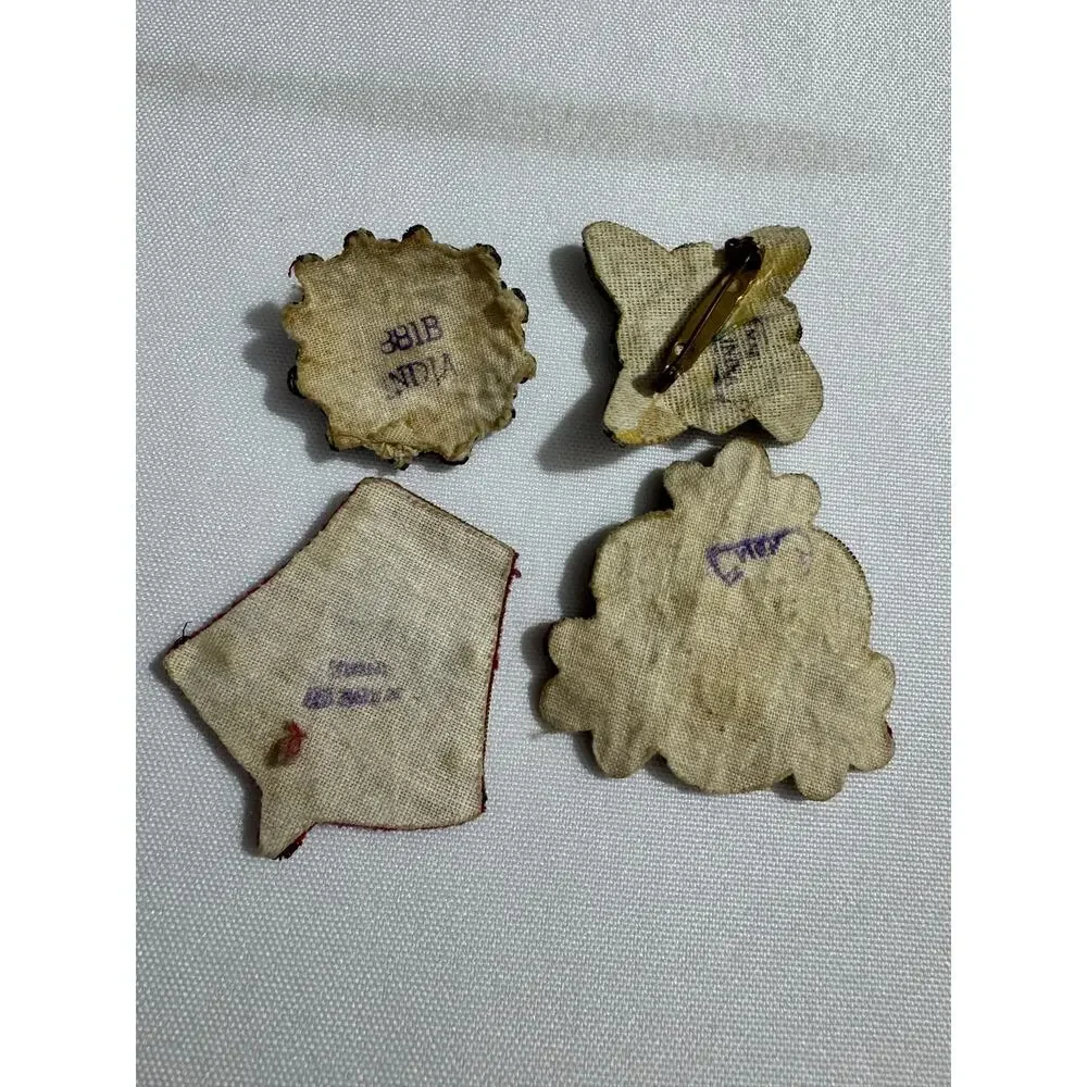 Set of 4 Antique Costume Pearl and beaded Applique Patches